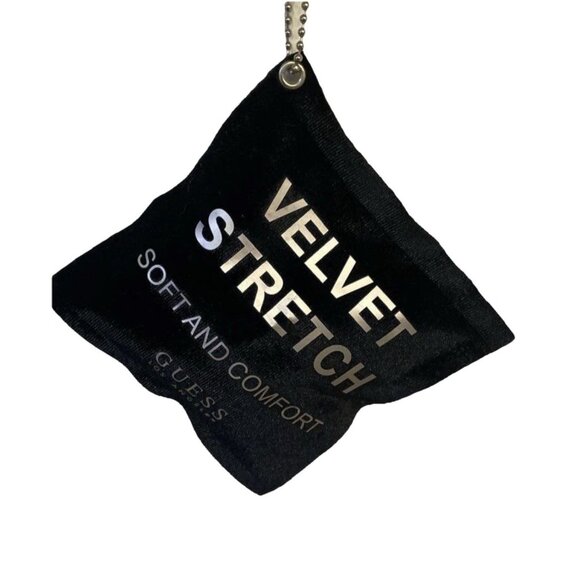 Guess Teoma Black Velvet Stretch Quilted Puffer Jacket Coat Sz M Y2K - Picture 5 of 7